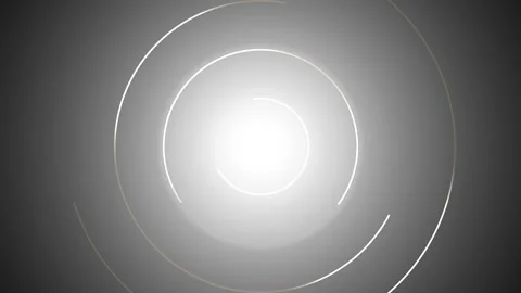 Abstract Glowing Circles Transition with Light Streaks in Dark Background Video stock 342519758