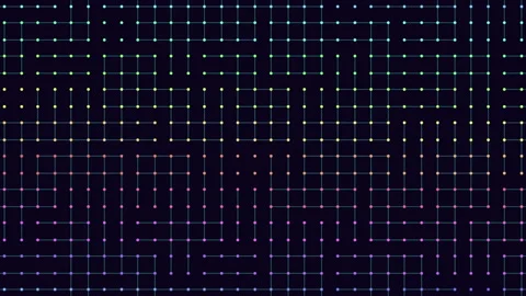 Abstract glowing circuit board grid with rainbow gradient technology background Vídeos de archivo 333174352