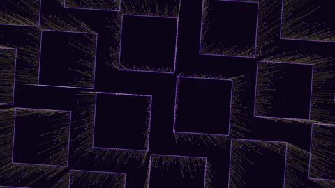 Abstract glowing circuit board squares and data network background animation Stock Footage 333188344