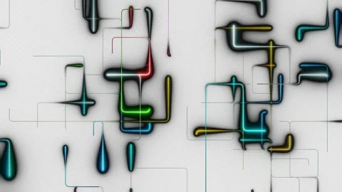 Abstract Glowing Circuit Lines Flowing on Black Background Stock Footage 335589517