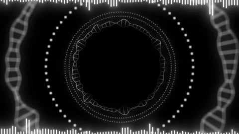 Abstract glowing circular audio spectrum visualizers pulsing rhythmically Stock Footage 343805259
