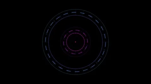 Abstract glowing circular digital interface element with concentric neon ri.. Stock Footage 343611685