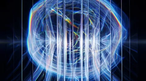 Abstract glowing circular light behind glass Stock Footage 331458716