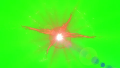 Abstract glowing circular pattern with radial light diffusion on bright green Stock Footage 345775176