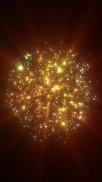 Abstract glowing cluster of golden particles and light sparks on a dark bac.. Stock Illustration