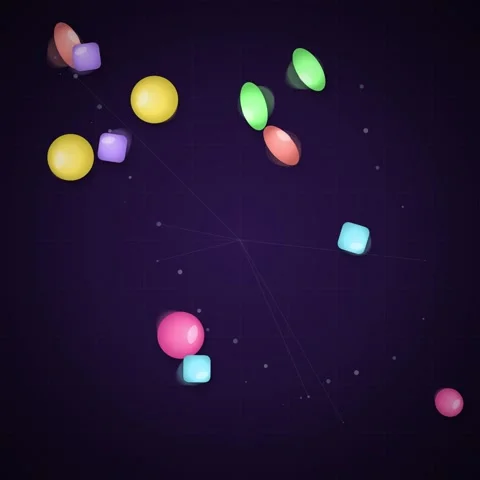 Abstract glowing colored bubbles floating on dark background Stock Footage 345689422
