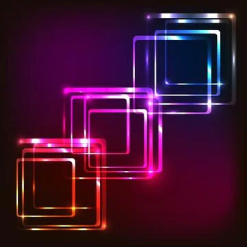 Abstract glowing colorful background with rounded rectangles Stock Illustration