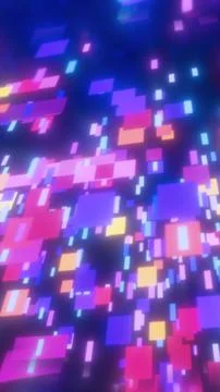Abstract glowing colorful geometric rectangles floating in digital space with 스톡 일러스트