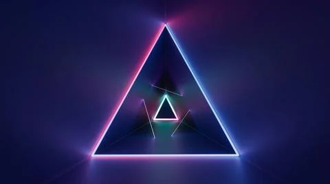 Abstract glowing colorful triangular laser rays neon Abstract triangular s... Stock Photos