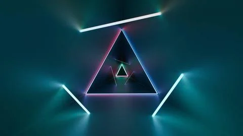 Abstract glowing colorful triangular laser rays neon Abstract triangular s... Stock Photos
