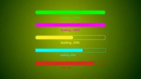 Abstract glowing colorful waiting loading bar illustration on green backgroun Stock Illustration