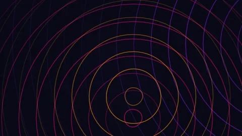 Abstract Glowing Concentric Circles Animation with Purple and Pink Waves Video stock 329459039