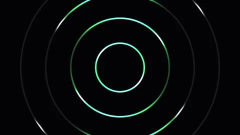 Abstract glowing concentric circles expanding outwards in a digital wave pa.. Stock Footage 343482110