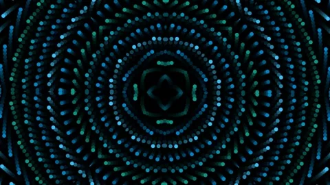 Abstract glowing concentric circles pattern on a dark background Video stock 329951884