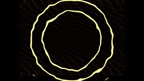 Abstract glowing concentric circles pulse with digital energy against a dar.. Video stock 342521662