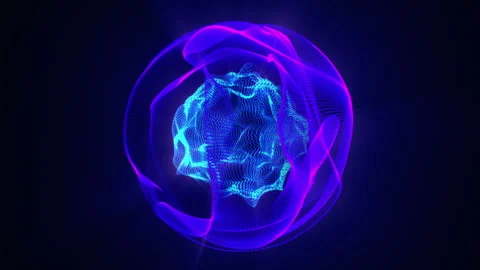 Abstract glowing cosmic sphere made of energy rays and shining particles Stock Footage 242180964