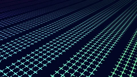 Abstract glowing cross grid pattern background with neon gradient perspective Vídeos de archivo 333188712