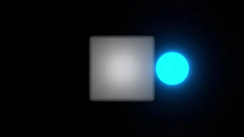 Abstract Glowing Cube and Neon Blue Energy Sphere Animation Stock Footage 335028660