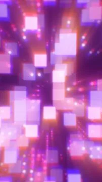 Abstract glowing cubes and pixel shapes in motion, forming a vibrant digita.. 写真素材
