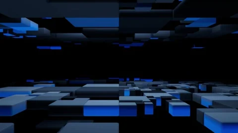 Abstract glowing cubes in motion loop animated Stock Footage 332484509