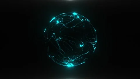 Abstract glowing cyan energy sphere composed Stock Footage 328449147
