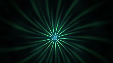 Abstract Glowing Cyan Light Rays Radiating from a Central Point in Dark Space Stock Footage 340514947