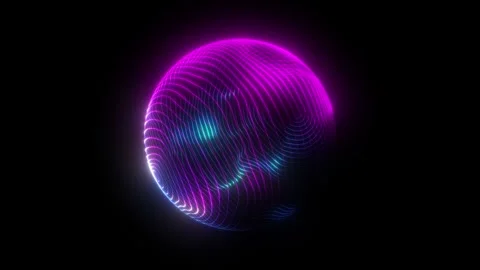 Abstract glowing cyan magenta gradient sphere on black isolated background... 스톡 동영상 320583320