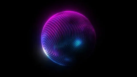 Abstract glowing cyan magenta gradient sphere isolated black background 3D .. Stock Illustration