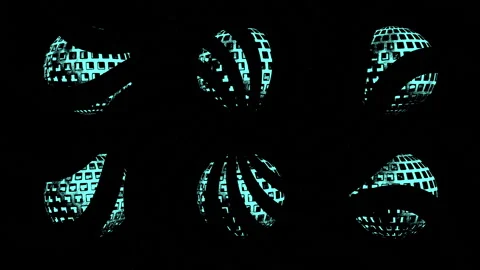 Abstract glowing cyan spheres morphing on black background Stock Footage 341471007