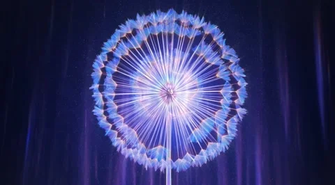 Abstract glowing dandelion on dark background Stock Footage 331459534