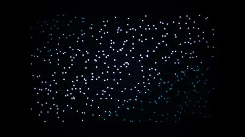 Abstract Glowing Data Network Particles Grid Connecting Flowing Motion Stock Footage 346172516