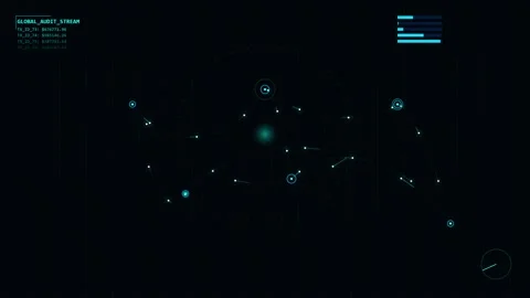 Abstract glowing data network visualization connecting nodes in a dark futu.. 動画素材 344638375