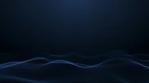 Abstract glowing digital blue wave made of particles and dots moves on a bl.. Video stock 290051228