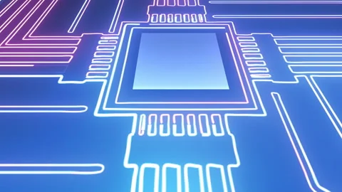 Abstract Glowing Digital Circuit Board Background Stock Footage 332422194