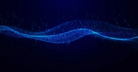 Abstract glowing digital cyber wave made of particles and dots Stock Footage 247267924