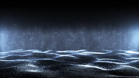 Abstract glowing digital cyber wave made of particles and dots moves Stock Footage 277348190