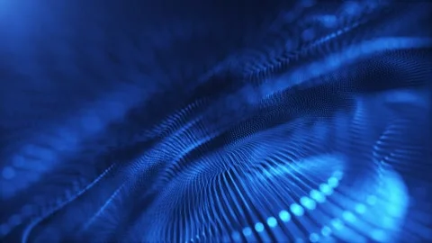 Abstract glowing digital cyber wave composed of particles and dots Stock Footage 281841137