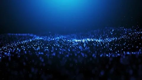 Abstract glowing digital cyber wave made of particles and dots moves Stock Footage 284317891