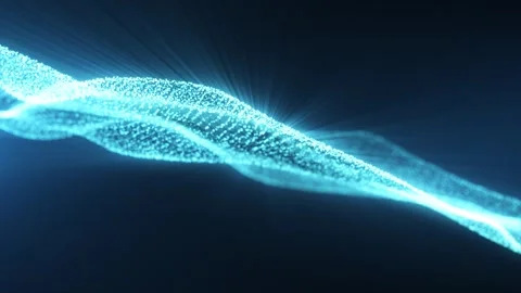 Abstract glowing digital cyber wave made of particles and dots moves Stock Footage 285746737