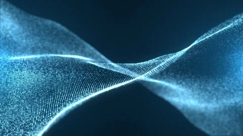 Abstract glowing digital cyber wave made of particles and dots Stock Footage 292141390
