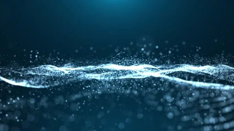 Abstract glowing digital cyber wave made of particles and dots moves Stock Footage 292921280