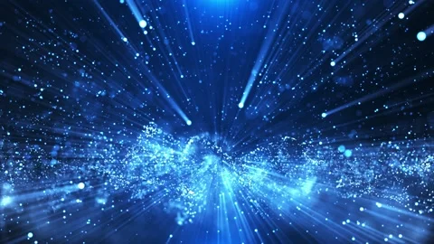 Abstract glowing digital cyber wave and bright flickering particles of dust Stock Footage 294688873
