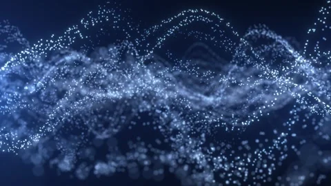 Abstract glowing digital cyber wave composed of particles and dots moving Stock Footage 303585693
