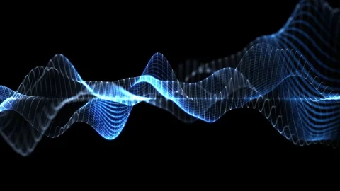 Abstract glowing digital cyber wave made of particles and dots moves blue Stock Footage 317444696