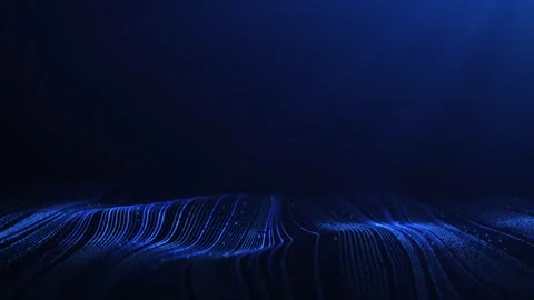 Abstract glowing digital cyber wave made of particles dots blue loop Stock Footage 317447567