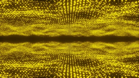 Abstract glowing digital cyber wave composed of particles and dots moving Stock Footage 345778402