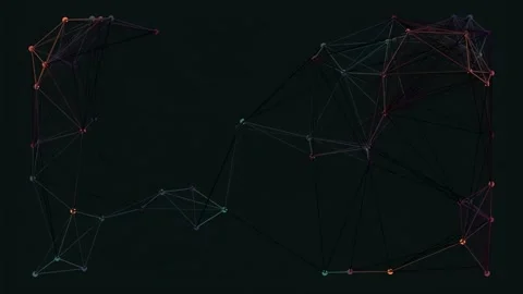 Abstract glowing digital data network connecting futuristic nodes on a dark.. Stock Footage 337165418
