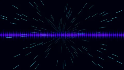 Abstract glowing digital equalizer lines animation on black background Stock Footage 339786404