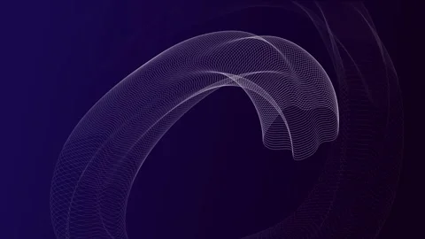 Abstract Glowing Digital Line Wave Wireframe Curved Ring Vídeo Stock 242786733