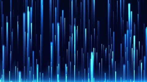 Abstract glowing digital lines rising on a dark blue background. Technology Video stock 279890347